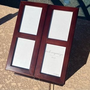 Bath and Bed Beyond Dark Wooden Desk Organizer Photo Frames w/Drawer